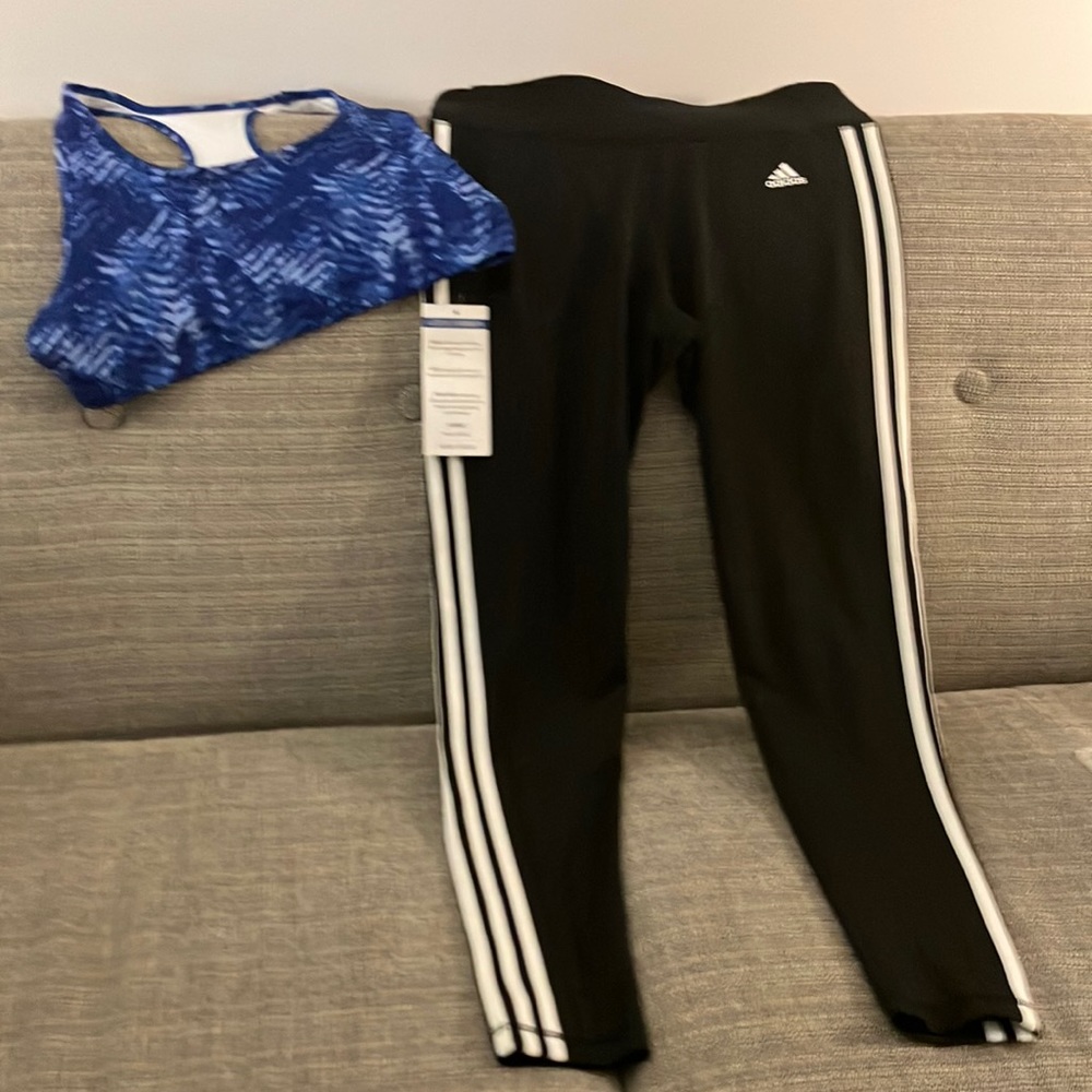 Womens athletic gear. Sports bra (new). Adidas active wear never worn. No tags